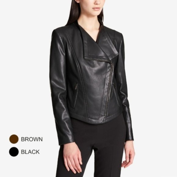 DKNYC Jackets & Blazers - DKNY Foundations Faux-Leather Moto Jacket